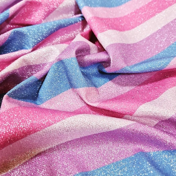 Lurex Fabric, Striped Pattern Glitter 4-Way Stretch Spandex Fabric, Dancewear, tights, craft, dress fabric, Evening Dress Fabric