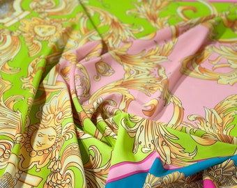 Baroque Pattern Fabric, Pink Silky Crepe Fabric , Panel Fabric 150100cm // 1.64  1.09 Yard -  Canada