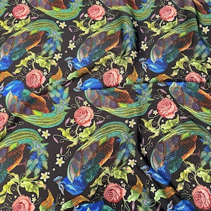 Tessuto Peacock Rose - Cotone fantasia tagliato su misura