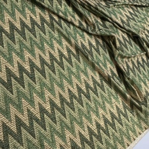 Gold Lurex Fabric, Glitter Knited 4-way strecth Fabric, green Zigzag Pattern Fabric