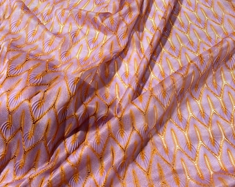 Zigzag Knit Jersey Mesh Fabric in Lilac and Orange for Crafting and Fashion