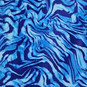 Blue Zebra Print Fabric - Abstract Blue and White Design