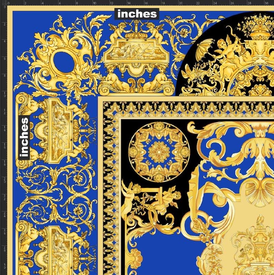 Baroque Pattern Fabric Royal Blue Silky Satin Fabric Desing Fabric by the Yard Etsy Australia