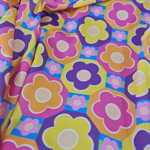 Flowers Print Fabric, High Quality spandex 4-way stretch fabric, swimwear, dancewear, activewear, sportwear fabric by the yard