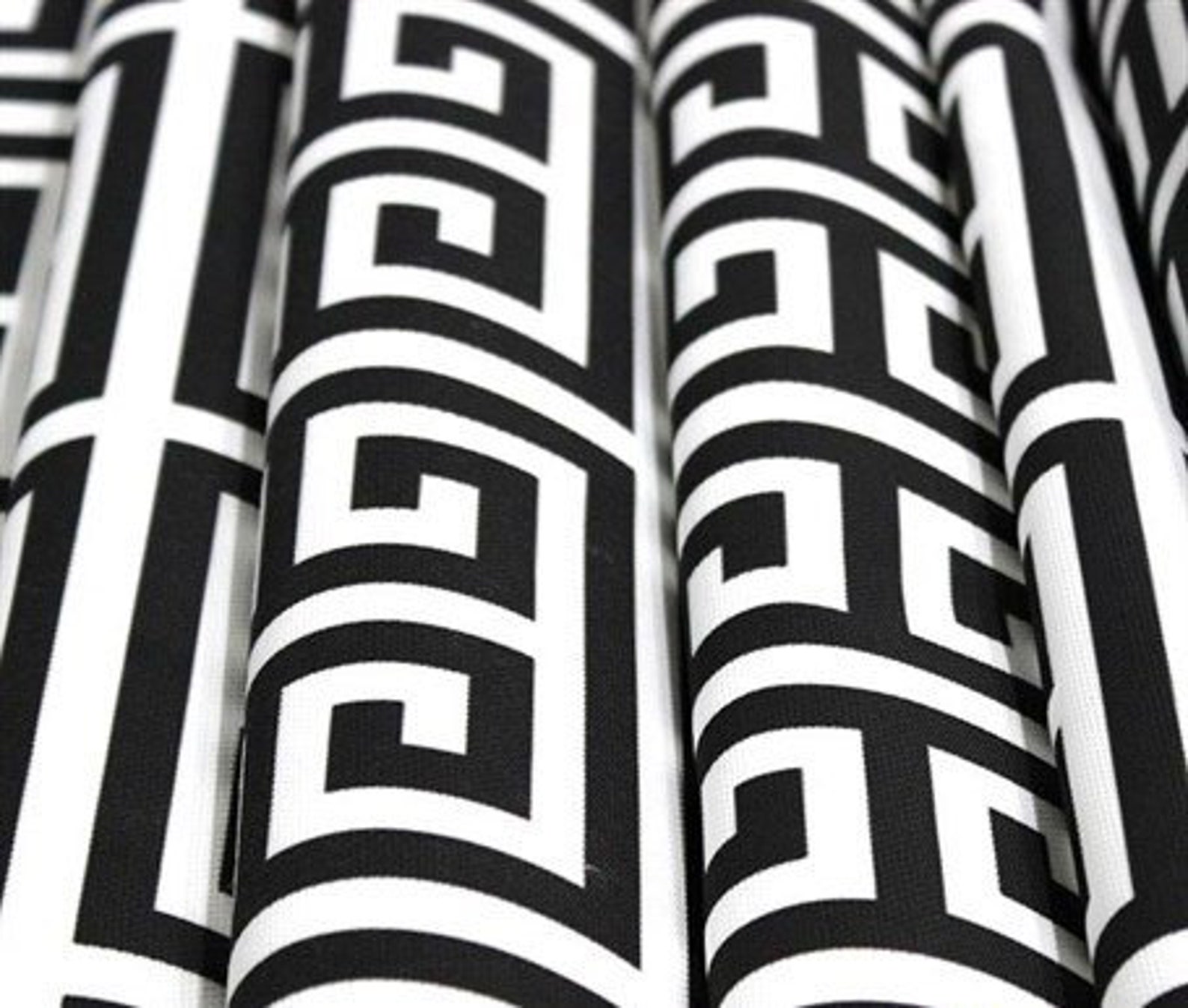 Greek Key Print Fabric Black White Upholstery Fabric Digital | Etsy