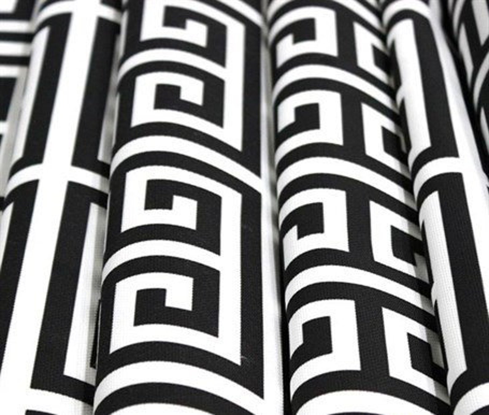 Greek Key Print Fabric Black White Upholstery Fabric Digital Etsy