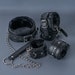 Plush Bondage set, restraints kit, leather bondage, handcuffs, ankle cuffs, Collar and leash