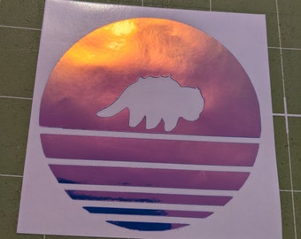 Flying Bison Aesthetic Vaporwave Vinyl Decal for laptop/car/cup/etc