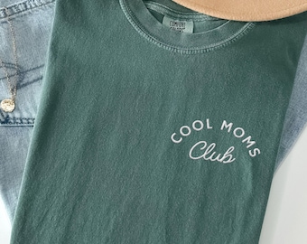 Embroidered Cool Moms Club Shirt | Comfort Colors | Minimal Mama Embroidery Tee | Trendy Mom Shirt | Motherhood Tee | Cute Mom Gift