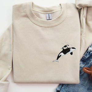 Embroidered Whale Sweatshirt | Orca Sweatshirt | Marine Biology Gift | Ocean Lover Gift | Orcas Shirt | Sea Life Hoodie | Whale Sweater