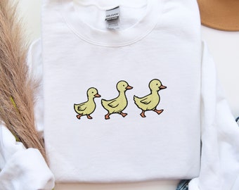 Embroidered Duck Sweater, Lucky Duck Sweatshirt, Animal Lover Sweatshirt, Cottagecore Sweatshirt, Granola Girl, Farm Life Shirt