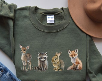Forest Animals Sweatshirt, Respect The Locals Sweatshirt, Hiking Sweatshirt, Animal Sweatshirt, Camping Sweatshirt, Granola Girl Outfit