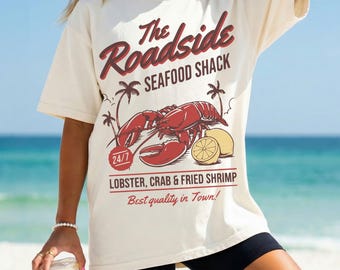 Vintage Seafood Shack Shirt, Comfort Colors Lobster Shirt, Coastal Graphic Tee for Women, Beach Vacation Shirt, Nautical Lobster T Shirt