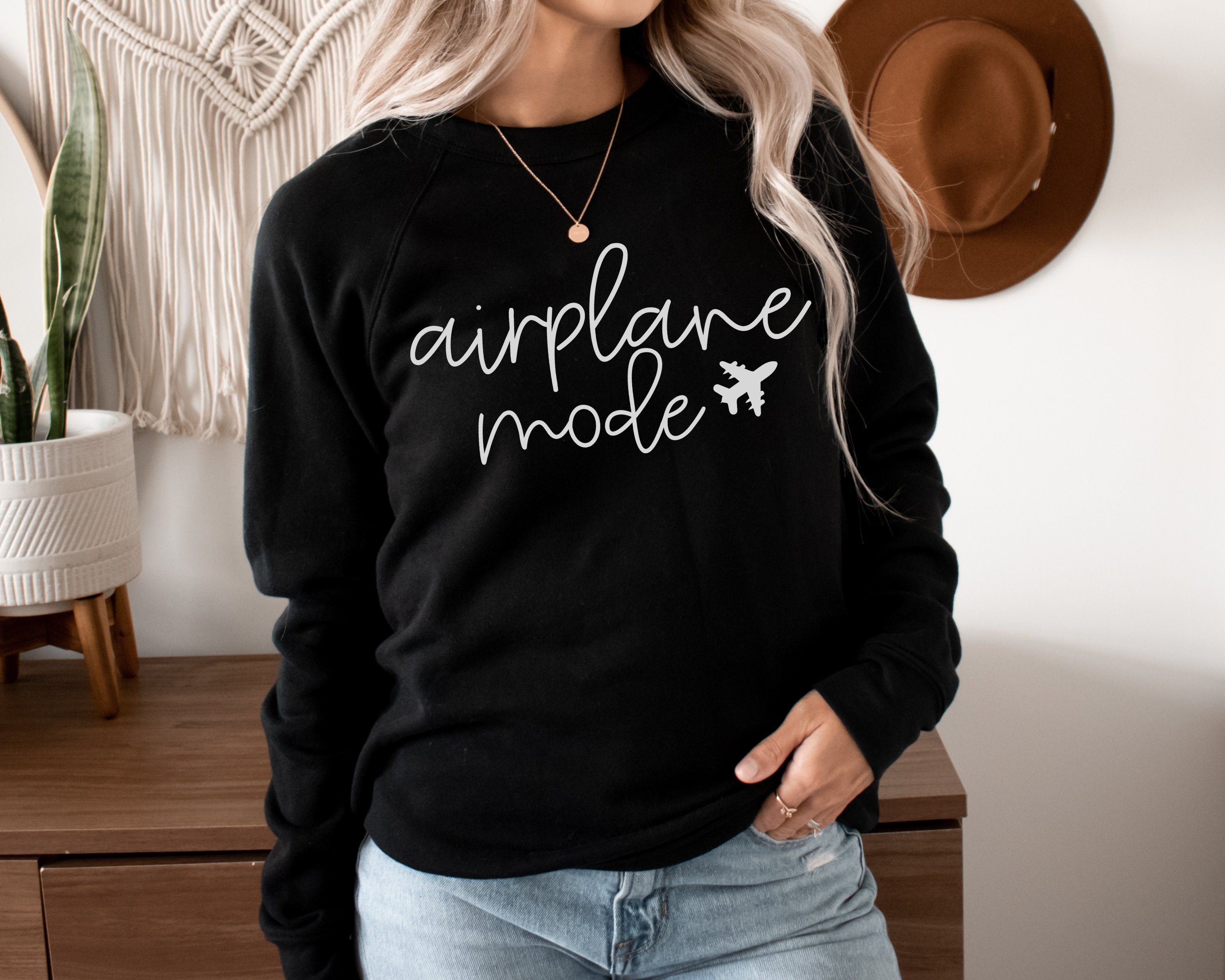 Airplane Mode Sweatshirt Travel Sweater Women s Graphic Sweater Vacation Shirt Etsy