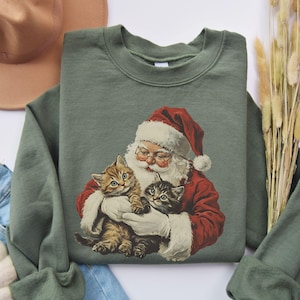 Vintage Christmas Sweatshirt, Cat Christmas Sweatshirt, Cat Lady Christmas Sweater, Retro 90s Christmas Sweatshirt, Cat Lover Gift