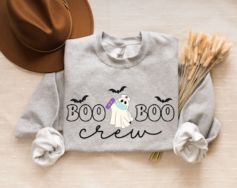 Nurse Halloween Sweatshirt, Boo Boo Crew Shirt, Spooky Nurse Shirt, ER Nurse Halloween, Pediatric Nurse, Nurse Sweatshirt