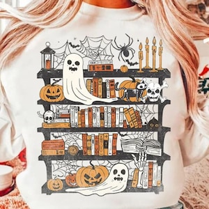 Halloween Book Sweatshirt, Halloween Reading Sweatshirt, Ghost Sweatshirt, Book Lover Gift, Spooky Book Sweatshirt, Fall Sweater for Women