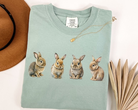 Comfort Colors Bunny Shirt, Womens Easter Shirt, Rabbit Shirt, Bunny Lover Gift, Happy Easter Shirt