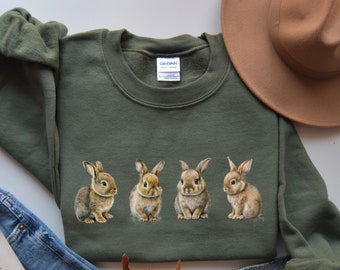 Felpa con coniglietto, felpa pasquale da donna, felpa con coniglio, felpa di buona Pasqua, maglione con coniglietto, maglione con coniglio