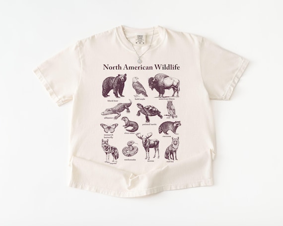 North American Wildlife Retro 90s Animal Tee, Unisex T-shirt, Vintage Wildlife Shirt, Animal Lover Gift, National Parks T-shirt