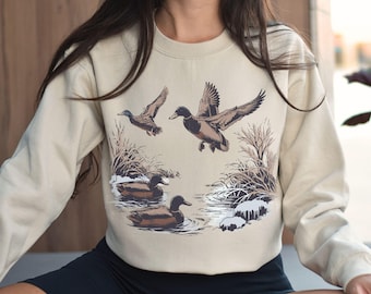Vintage Mallard Duck Sweatshirt, 90s Waterfowl Duck Sweatshirt, Retro Wildlife Crewneck, Nature Lover Gift, Bird Watching Shirt