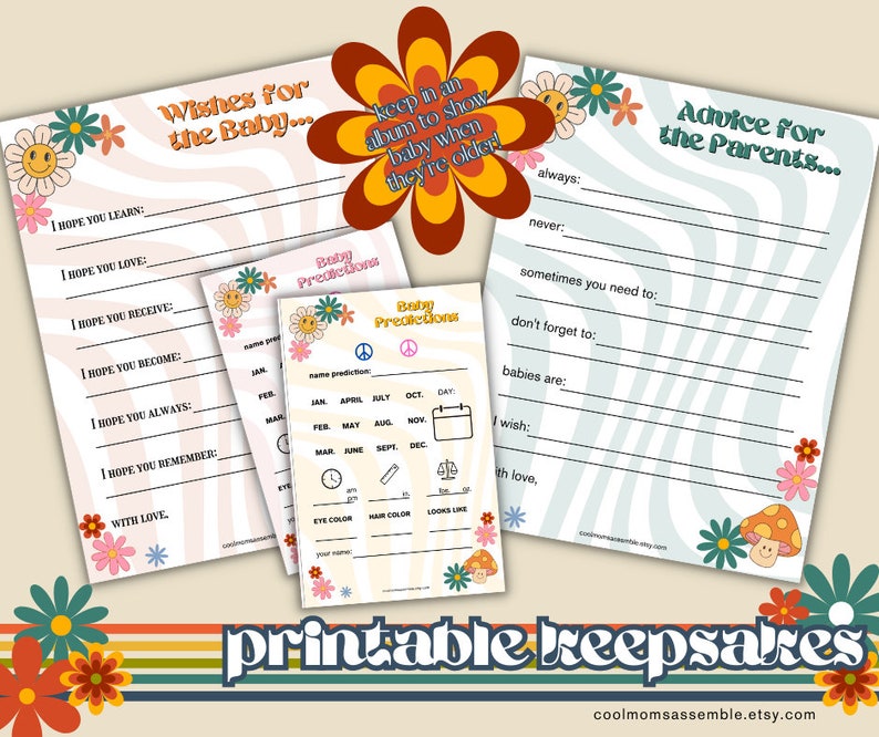 Flower Power Baby Shower Bundle Baby Shower Games Digital Etsy