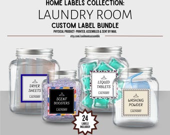 Laundry Room Label Bundle- 24 Label Bundle- White Labels- Black Labels- Laundry Organization- Home Organization- Large Font Labels- Cleaning