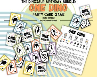 One Dino Party Card Game- Dinosaur Games- Kid's Card Games- Party Games- Learning & Skill Games- Playing Cards- Digital Download