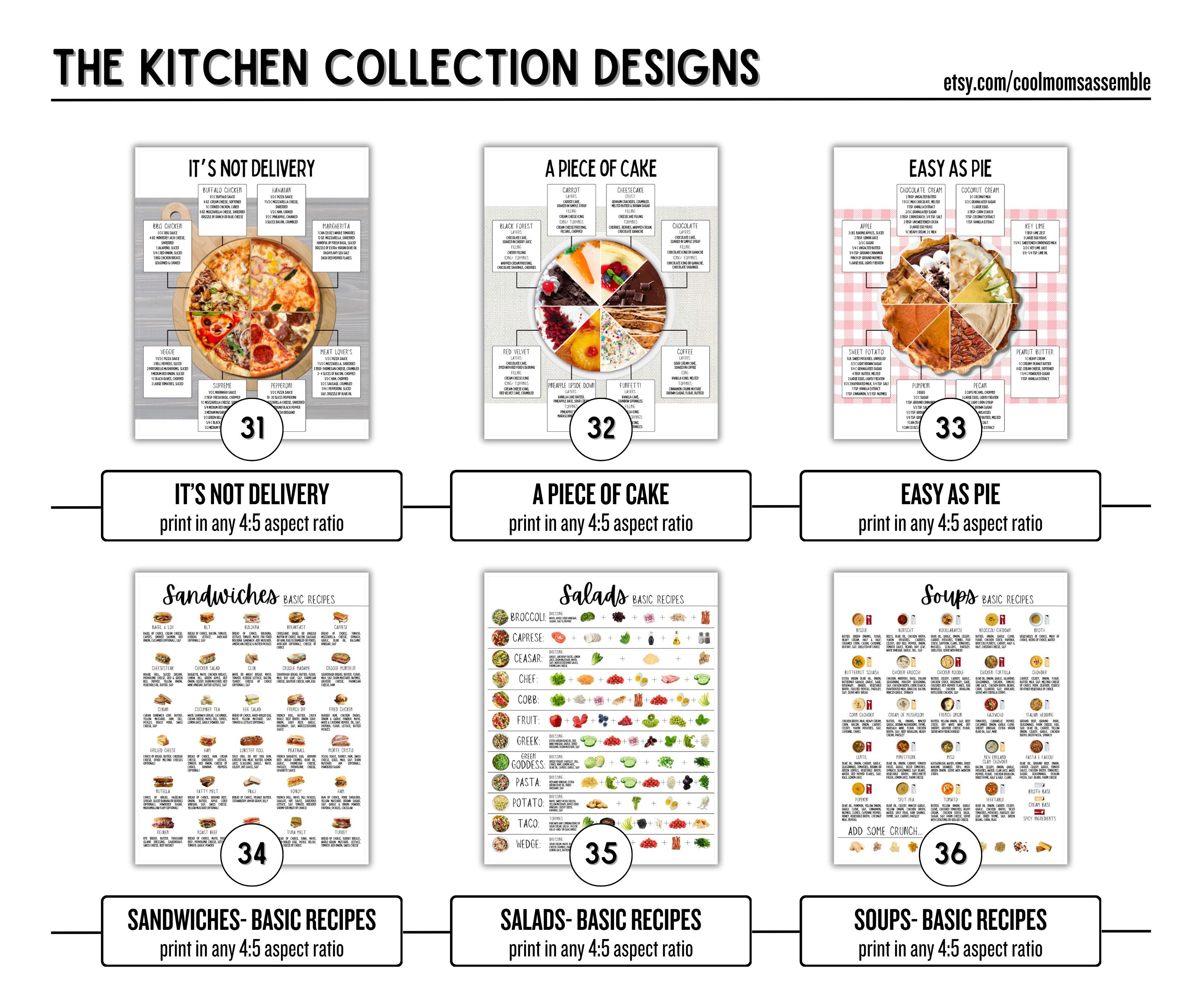 The Kitchen Collection- Digital Download- Poster Collection- Kitchen ...