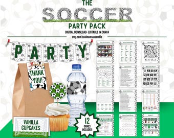 Soccer Party Pack- Soccer Games-  Printable Party Games- Kid&#39;s Party Games- Adult Party Games- Digital Download- Soccer Birthday Party