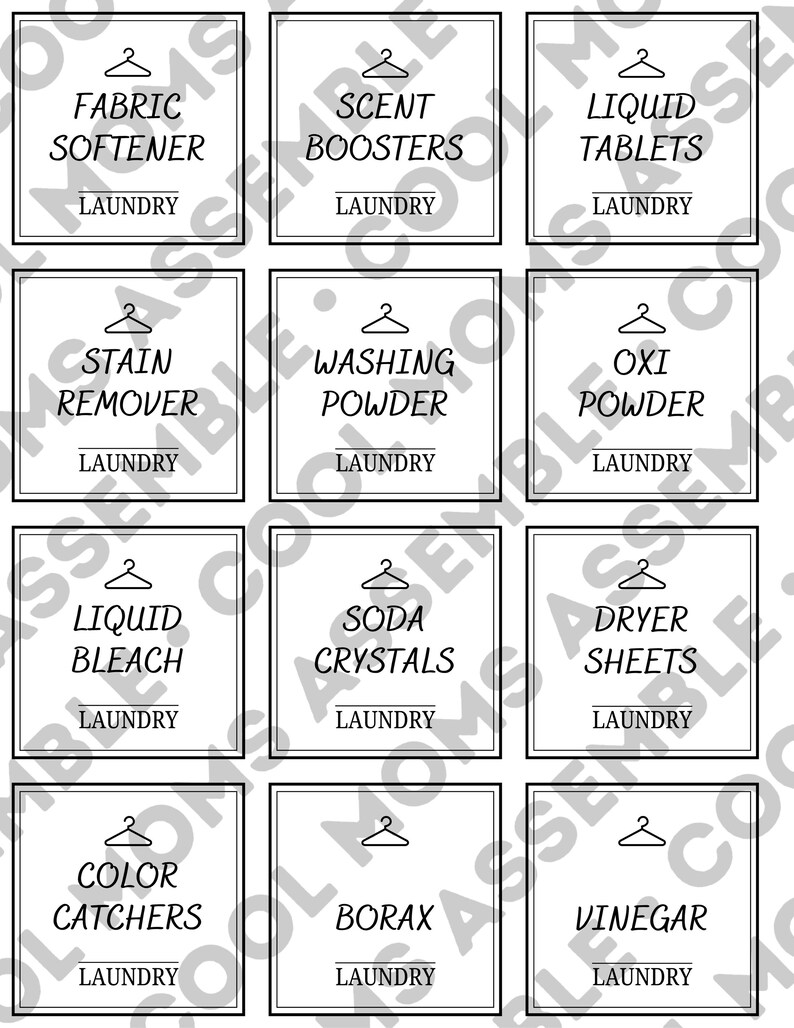Room Rabel Laundry Room Label Bundle- 24 Label Bundle- White Labels- Black Labels ...