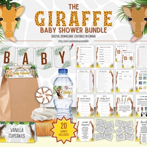 Giraffe Baby Shower Bundle- Safari Baby Shower- Baby Shower Games- Baby Shower Decorations- Baby Shower Bundle- Digital Download