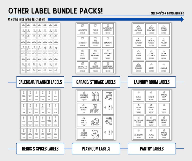 Room Rabel Craft Room Label Bundle- 72 Label Bundle- White Labels- Black Labels ...