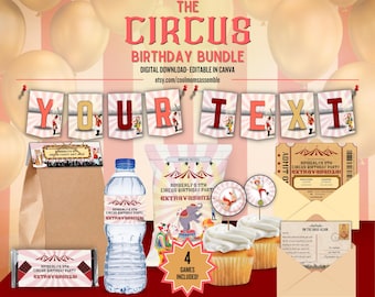 Circus Birthday Bundle- Circus Birthday Party- Circus Party Games- Circus Party Decorations- Birthday Party Downloads- Carnival Party