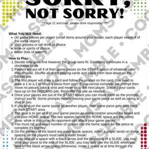 ¡Lo siento, no lo siento! Juego de beber nostálgico - Descarga digital - Despedida de soltera - Juego para fiestas de adultos - Juegos imprimibles imagen 3