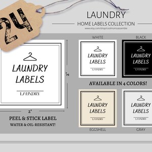 Laundry Label Bundle- 24 Label Bundle- White Labels- Black Labels- Laundry Organization- Home Organization- Large Font Labels