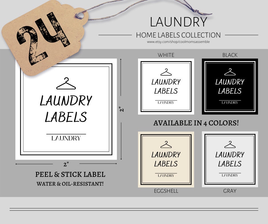 Laundry Label Bundle 24 Label Bundle White Labels Black Labels Laundry