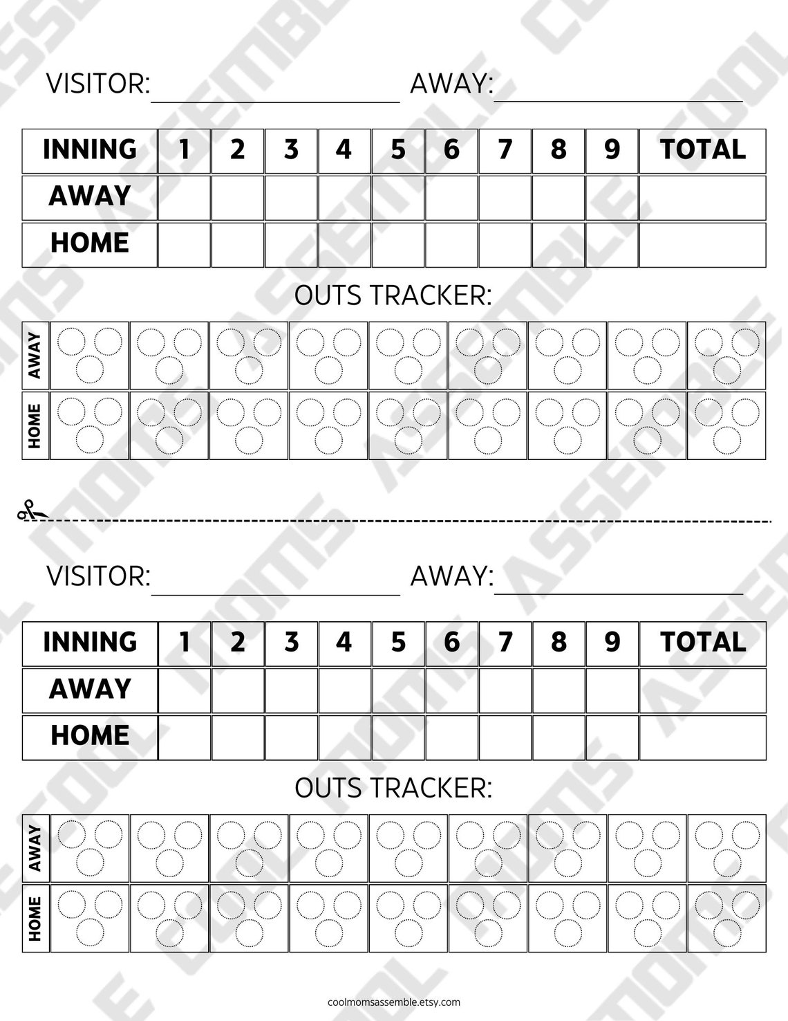Baseball Dice Game Printable Baseball Game Baseball Party Game