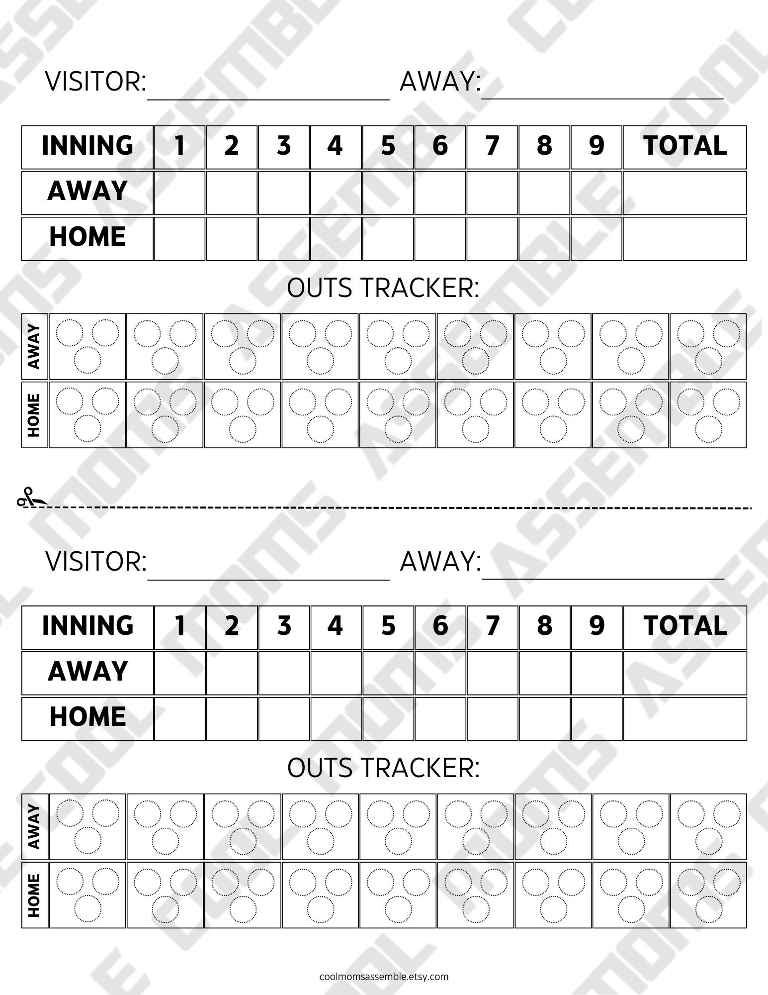 Baseball Dice Game Printable Baseball Game Baseball Party Game