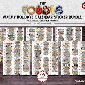 Foodie Wacky Holidays Sticker Bundle- Planner Sticker Bundle- Annual Holidays- Calendar Holiday Stickers- Bullet Journal Calendar Stickers