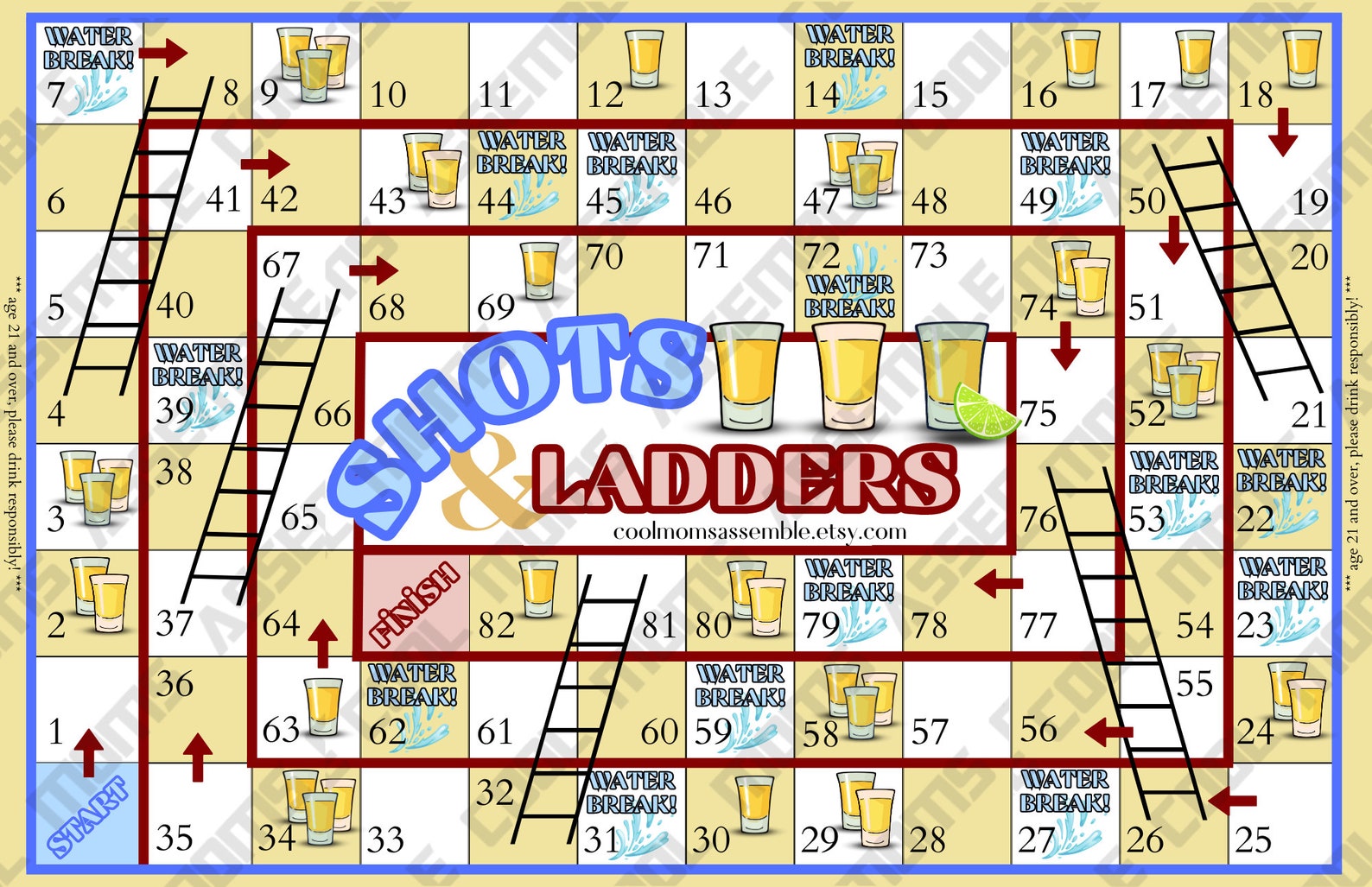 Shots & Ladders Drinking Game Digital Download Bachelorette Party