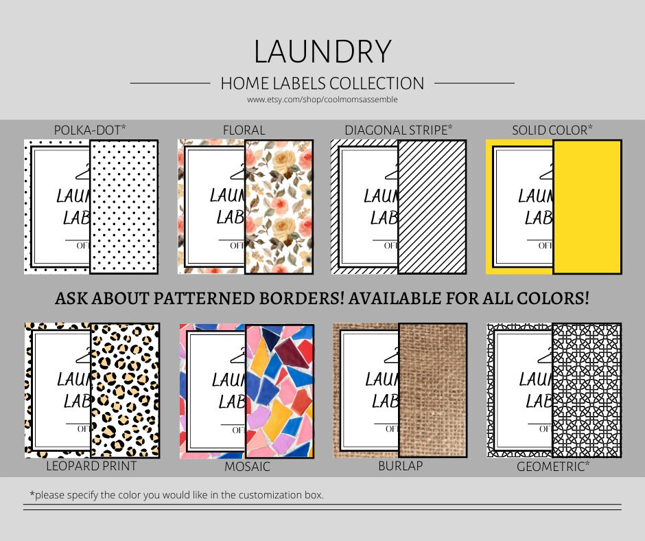 Laundry Label Bundle 24 Label Bundle White Labels Black Labels Laundry