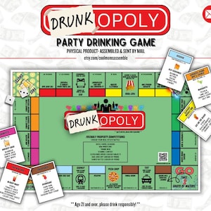 Drunk-opoly Gioco da tavolo nostalgico per bere - Addio al nubilato - Addio al celibato - Giochi per feste per adulti - Giochi da bere - Giochi per il 21° compleanno