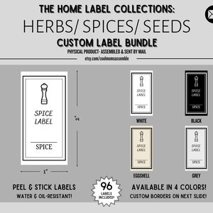 Herbs, Spices, Seeds Label Bundle- White Labels- Black Labels- Kitchen Organization- Pantry Organization- Large Font Labels- Seasoning Label