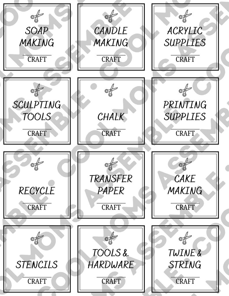 Craft Room Label Bundle- 72 Label Bundle- White Labels- Black Labels ...