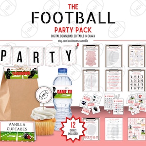Football Party Pack- Big Game Party Pack- Big Game Party Games- Printable Party Games- Printable Party Decorations- Digital Party Download