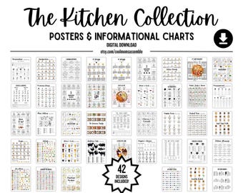 The Kitchen Collection- Digital Download- Poster Collection- Kitchen Decor- Dining Room Decor- Informational Charts- Cooking & Food Storage