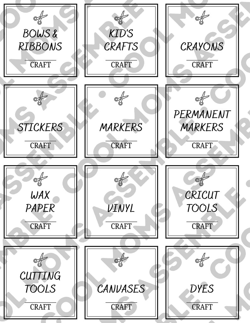 Room Rabel Craft Room Label Bundle- 72 Label Bundle- White Labels- Black Labels ...