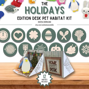 The Holidays Edition Desk Pet Habitat Kit- Desk Pet Habitats- Holiday Décor- Digital Download- Classroom Tools- Expansion Pack