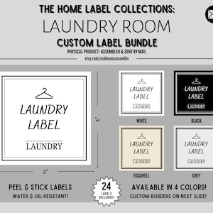 Laundry Label Bundle- 24 Label Bundle- White Labels- Black Labels- Laundry Organization- Home Organization- Large Font Labels